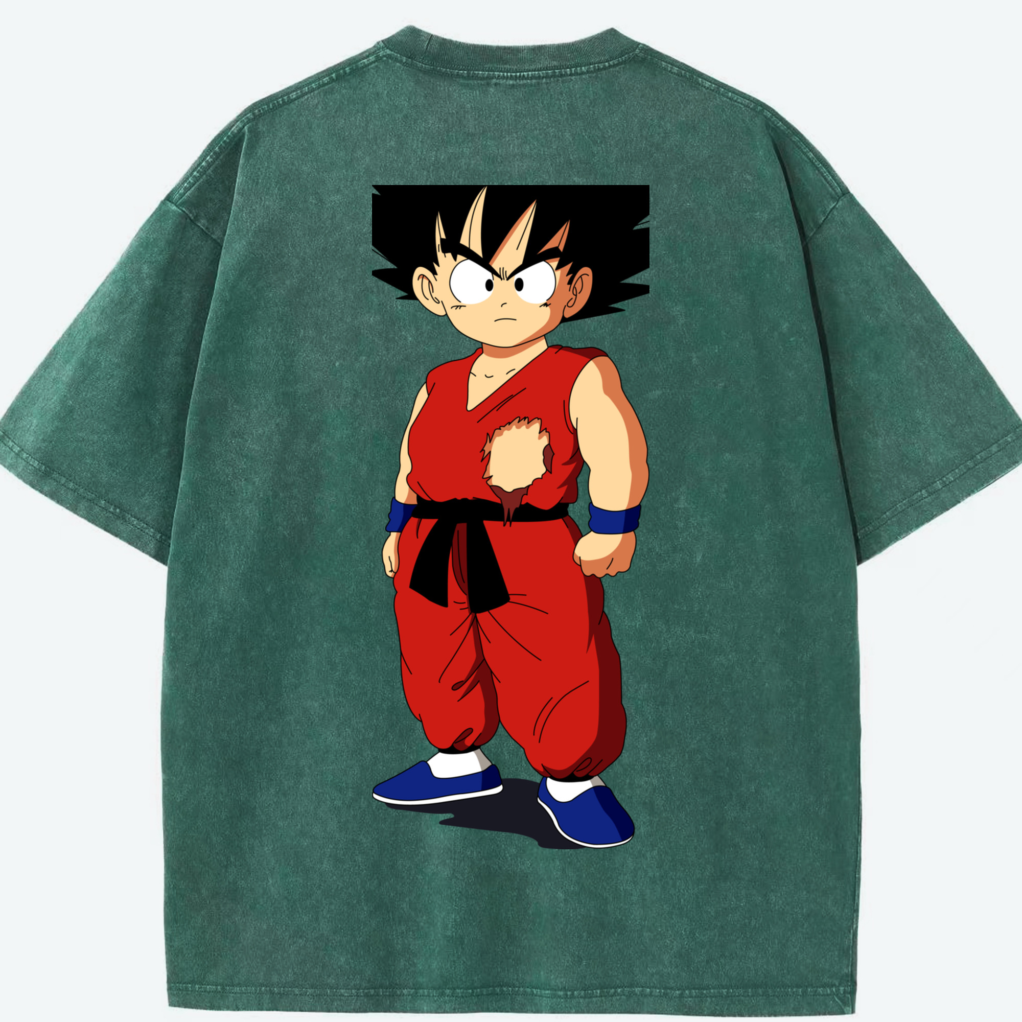 （画像用） ドラゴンボール 孫悟空（そん ごくう）Son Goku カカロット DRAGON BALL Kakarotto 綿100% ヴィンテージ風 半袖Tシャツ（背面プリント）